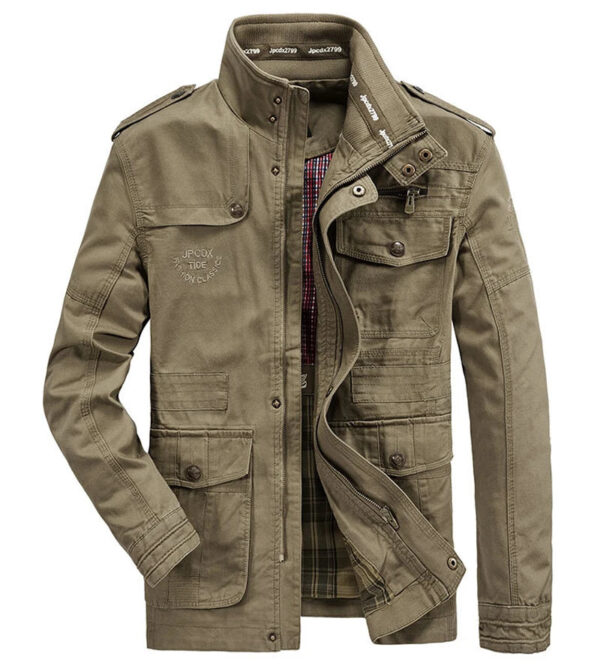 Autumn winter Jacket Men Pure Cotton Business Casual Cargo Jackets Army Military Motorcycle Bomber Coats Male Jaqueta Masculina - Image 3