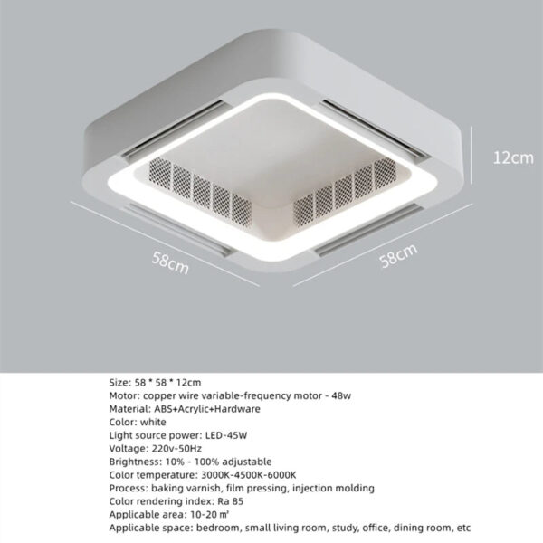 Invisible Bladeless Ceiling Fan Lamp With Light Remote Control Without Blades DC LED Circulator Decoration Bedroom Living Room - Image 6