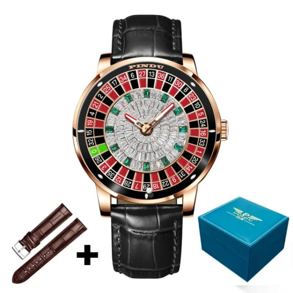 PINDU Design New Mechanical Watch NH35 Rotating Dial Las Vegas Roulette Desktop Theme Automatic Watch Men Diamond Luminous Hands - Image 2