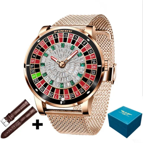 PINDU Design New Mechanical Watch NH35 Rotating Dial Las Vegas Roulette Desktop Theme Automatic Watch Men Diamond Luminous Hands - Image 13