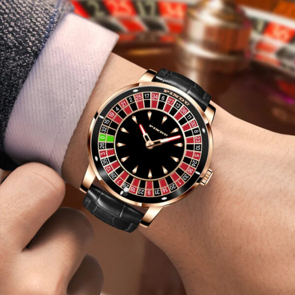 PINDU Design New Mechanical Watch NH35 Rotating Dial Las Vegas Roulette Desktop Theme Automatic Watch Men Diamond Luminous Hands - Image 5