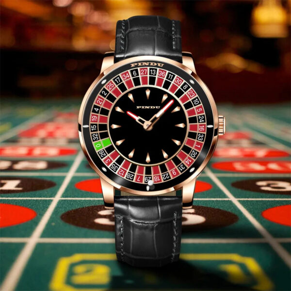 PINDU Design New Mechanical Watch NH35 Rotating Dial Las Vegas Roulette Desktop Theme Automatic Watch Men Diamond Luminous Hands - Image 8